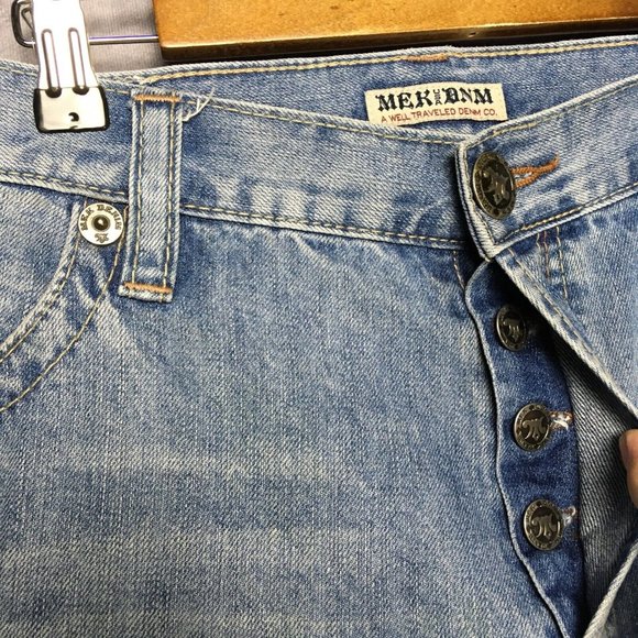 MEK Mens Chicago Boot Cut Blue Jeans size 40x34 Button Fly Cotton Denim Buckle - Picture 5 of 15